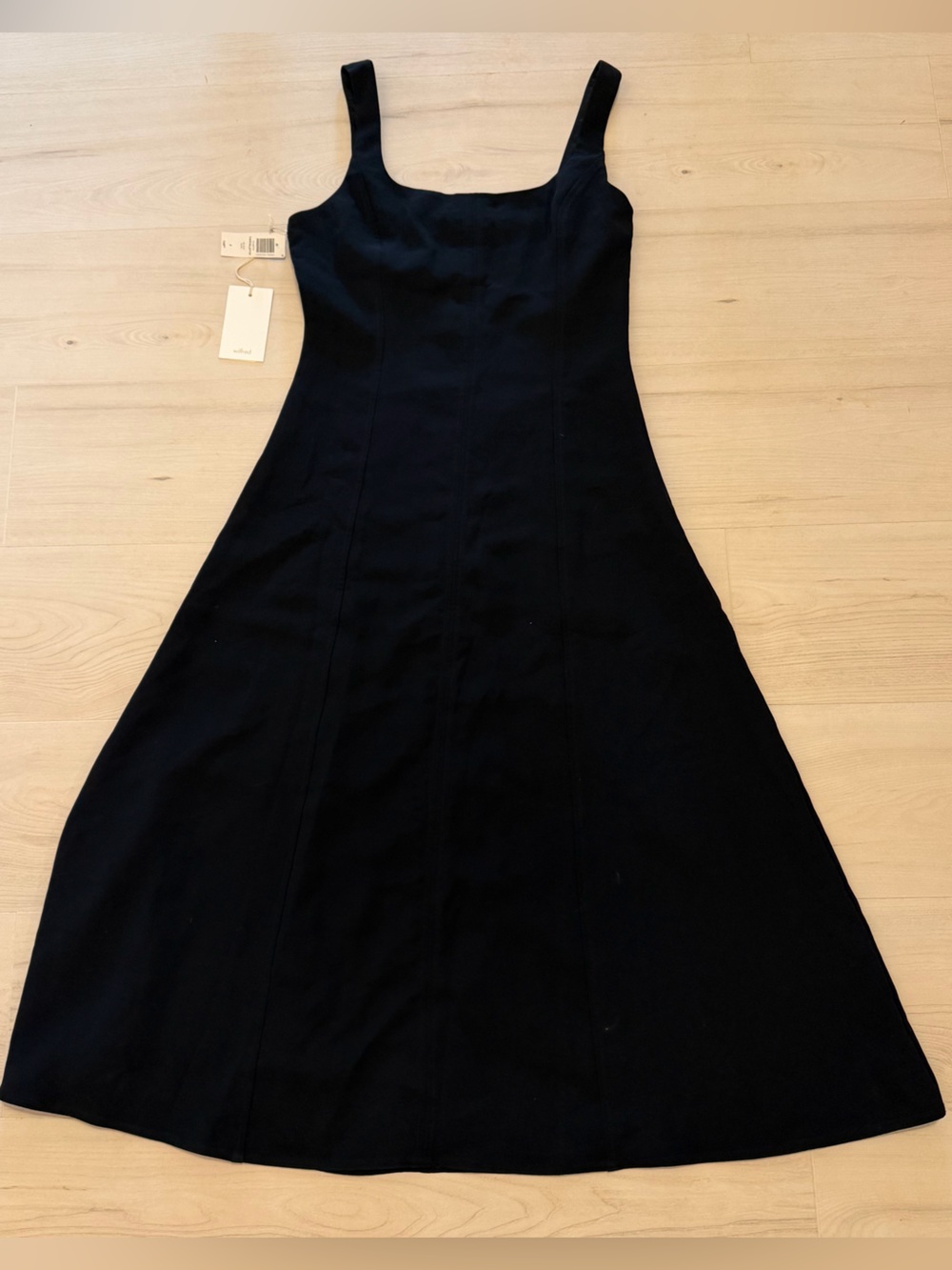 Wilfred Black Midi Dress with Square Neck - Picture 3 of 7